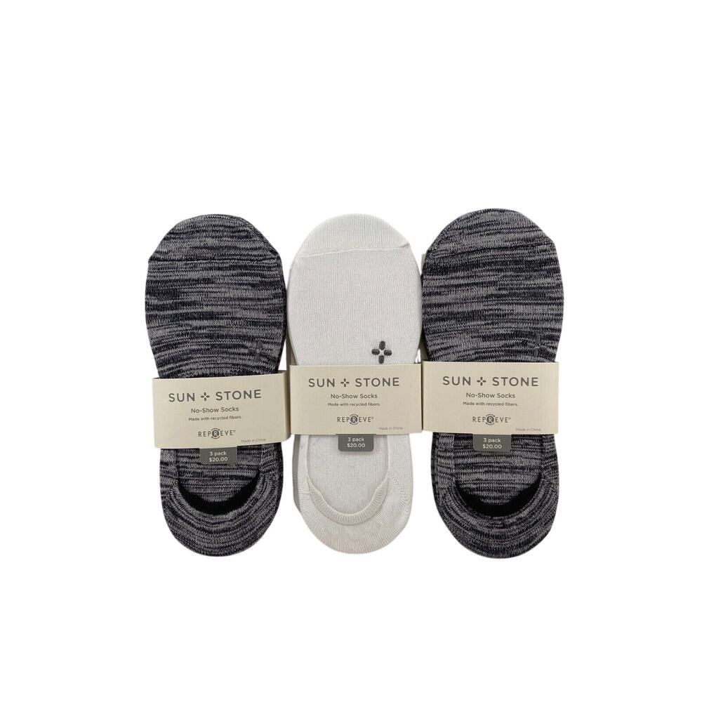 Sun+Stone Socks Lot of 3 3-Packs No Show Socks Shoe Size 7-12 Sock Size 10-13